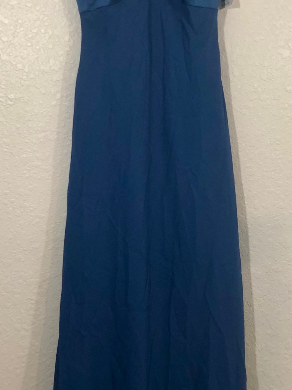 NWT Davids Bridal Indigo Blue Satin X-Neck A-Line Dress Size 10